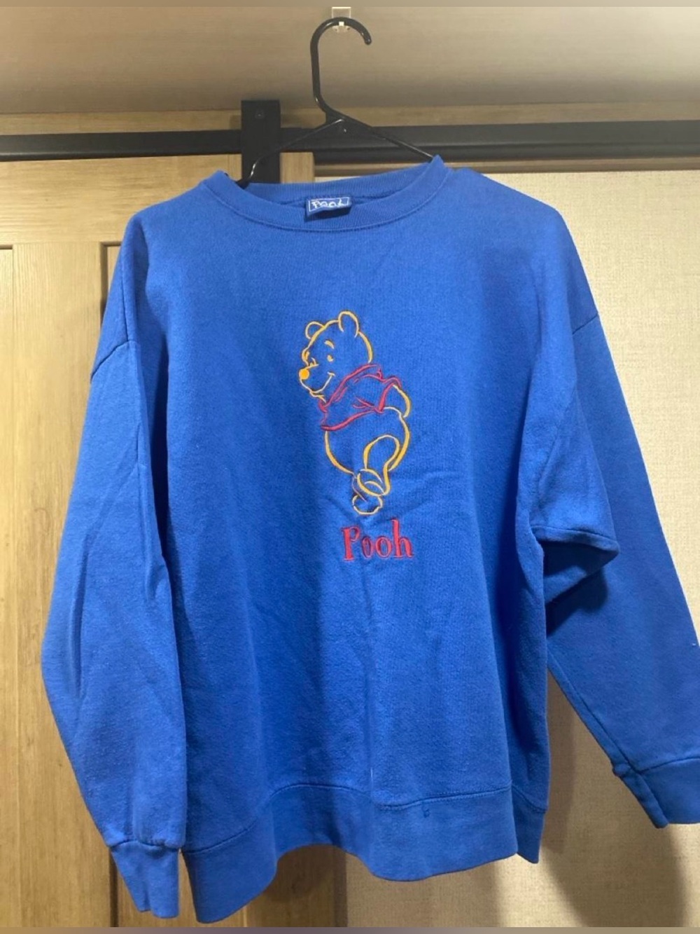Vintage Disney Winnie the Pooh Embroidered Blue Crewneck Sweatshirt